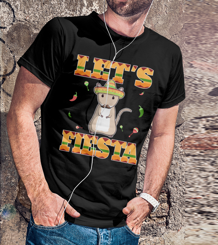 Let's Fiesta Gerbil Sombrero Peppers Maracas Mexican Cinco De Mayo T-Shirt