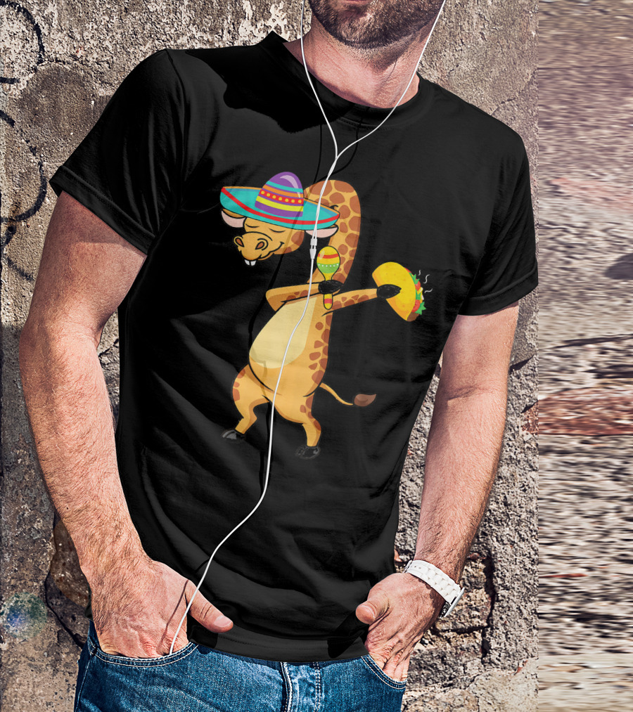 Cinco De Mayo Giraffe Dabbing With Taco And Sombrero T-Shirt