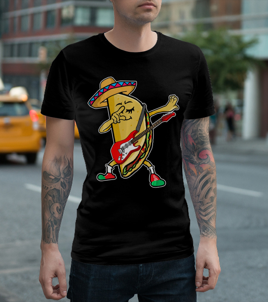 Dabbing Taco Sombrero Guitar Kids Mexican Fiesta T-Shirt