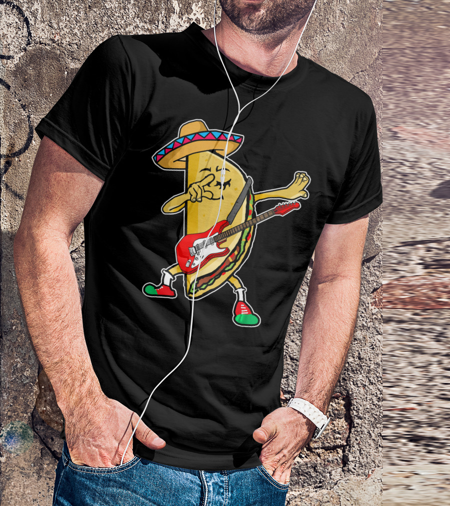 Dabbing Taco Sombrero Guitar Kids Mexican Fiesta T-Shirt