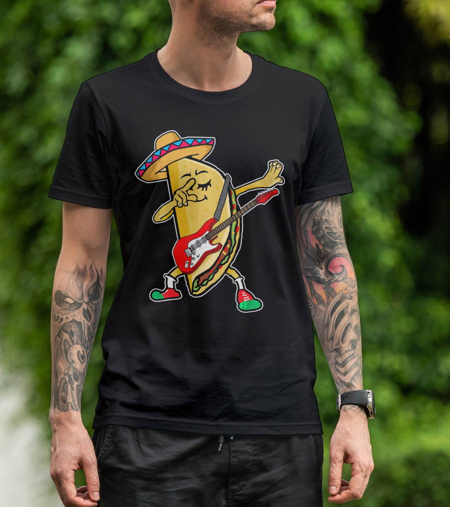 Dabbing Taco Sombrero Guitar Kids Mexican Fiesta T-Shirt