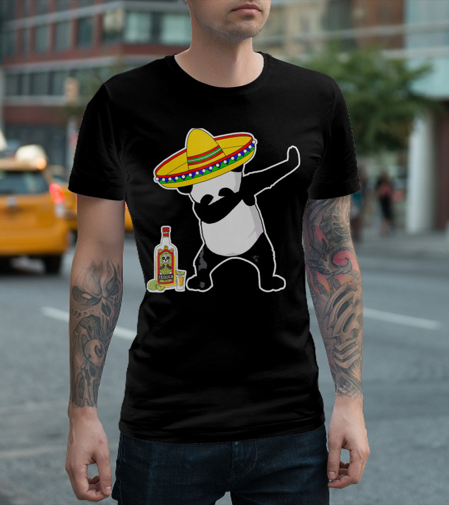 Cinco De Mayo Panda Dabbing With Sombrero And Tequila T-Shirt