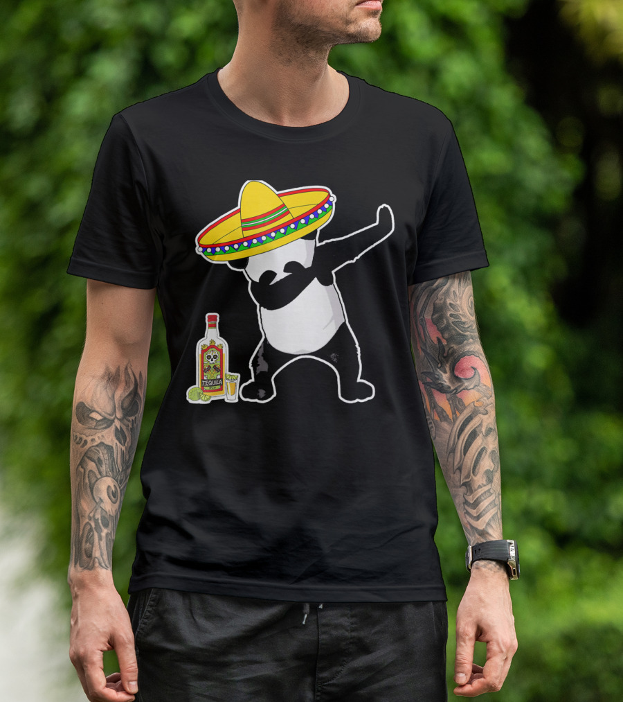 Cinco De Mayo Panda Dabbing With Sombrero And Tequila T-Shirt
