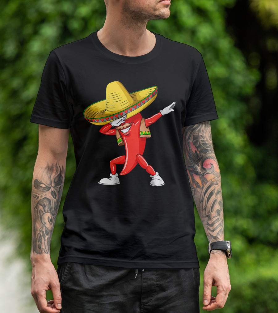 Dabbing Chili Pepper Sombrero Dance Cinco De Mayo T-Shirt