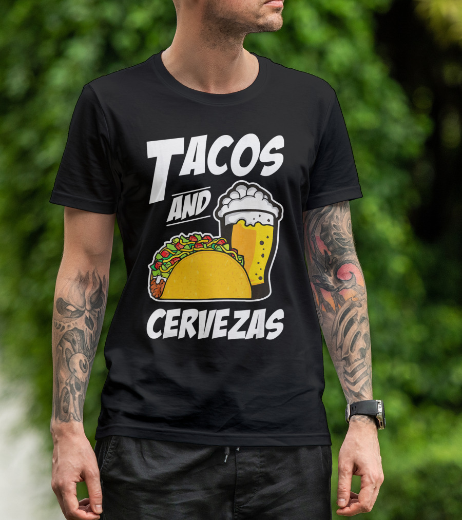 Tacos And Cervezas Funny Cinco De Mayo T-Shirt