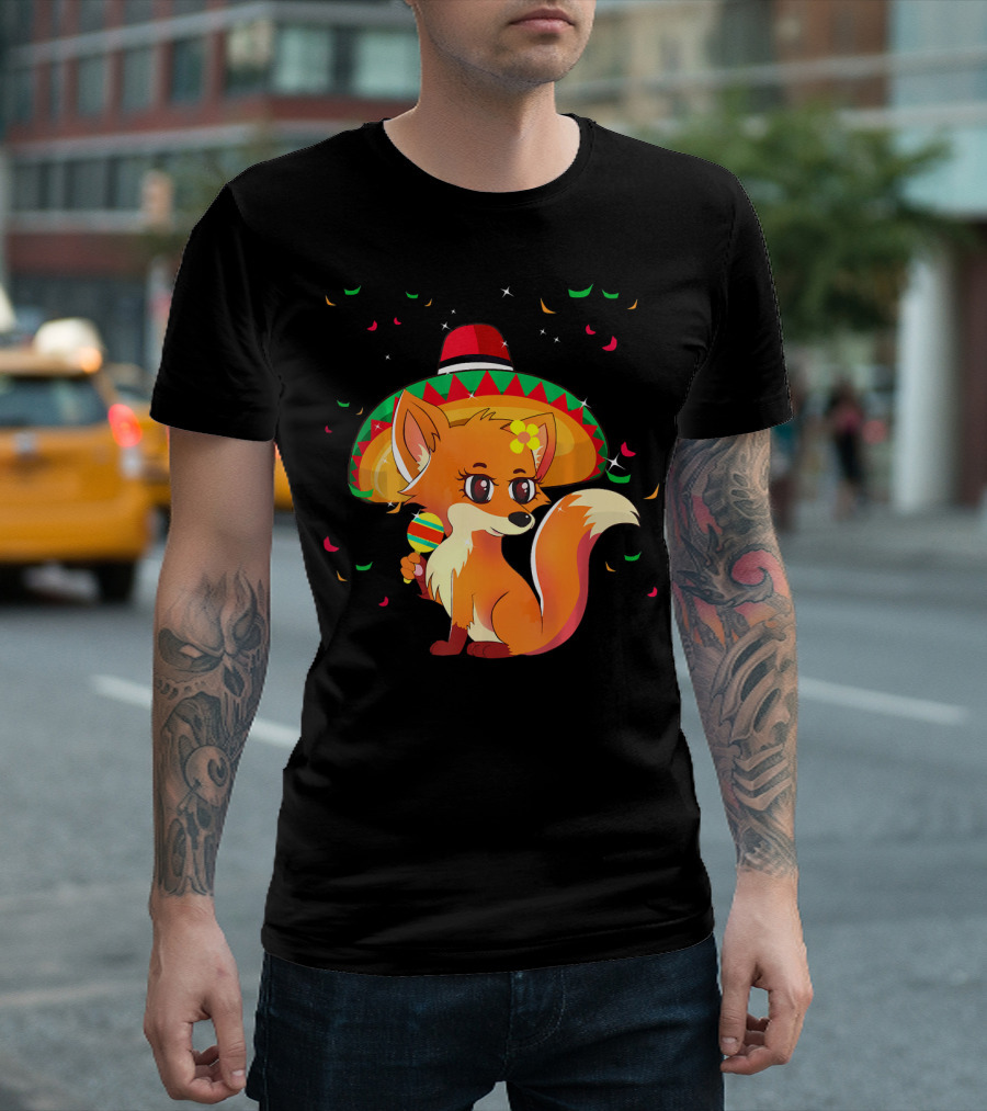 Cute Foxy Fox Sombrero Cinco de Mayo 5th of May T-Shirt