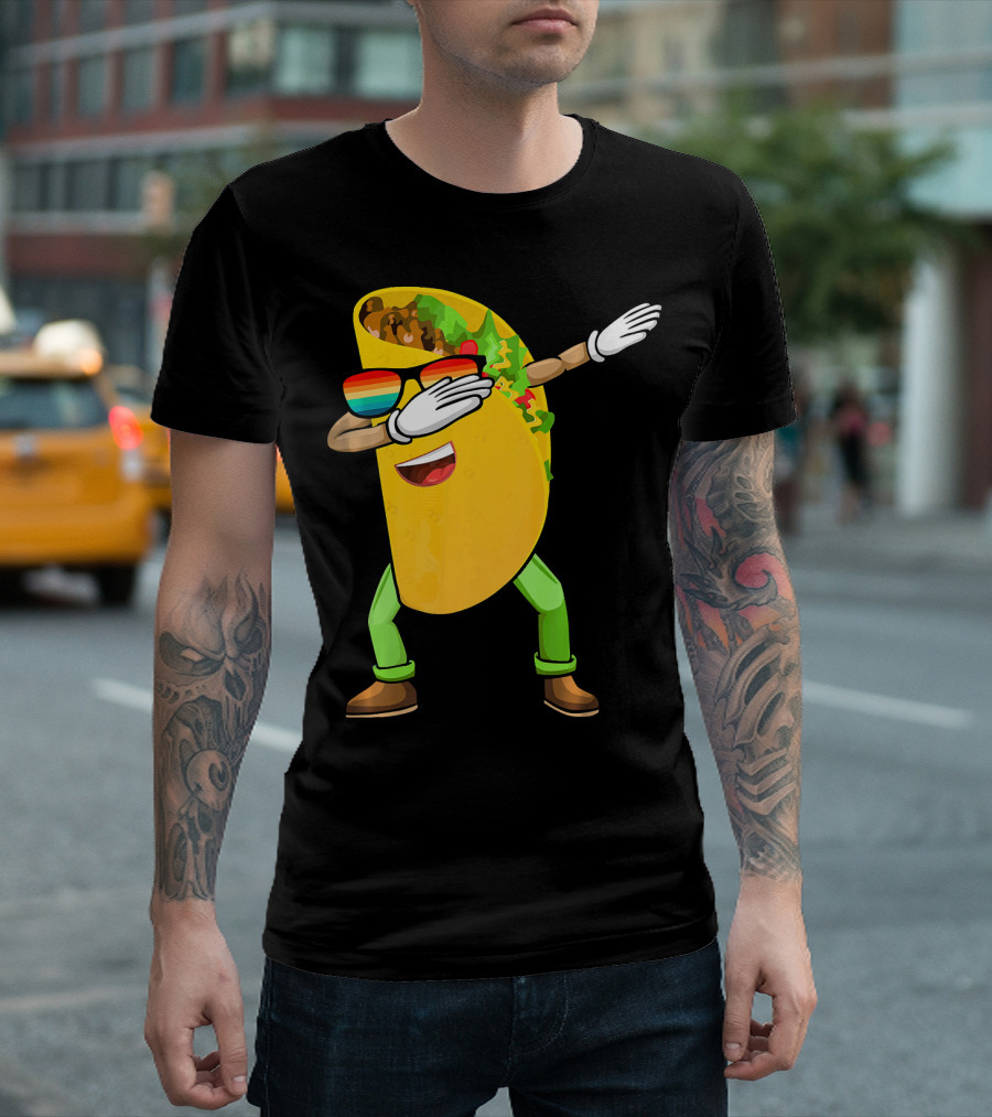 Dabbing Taco With Sunglasses Cinco de Mayo Fiesta Fun T-Shirt