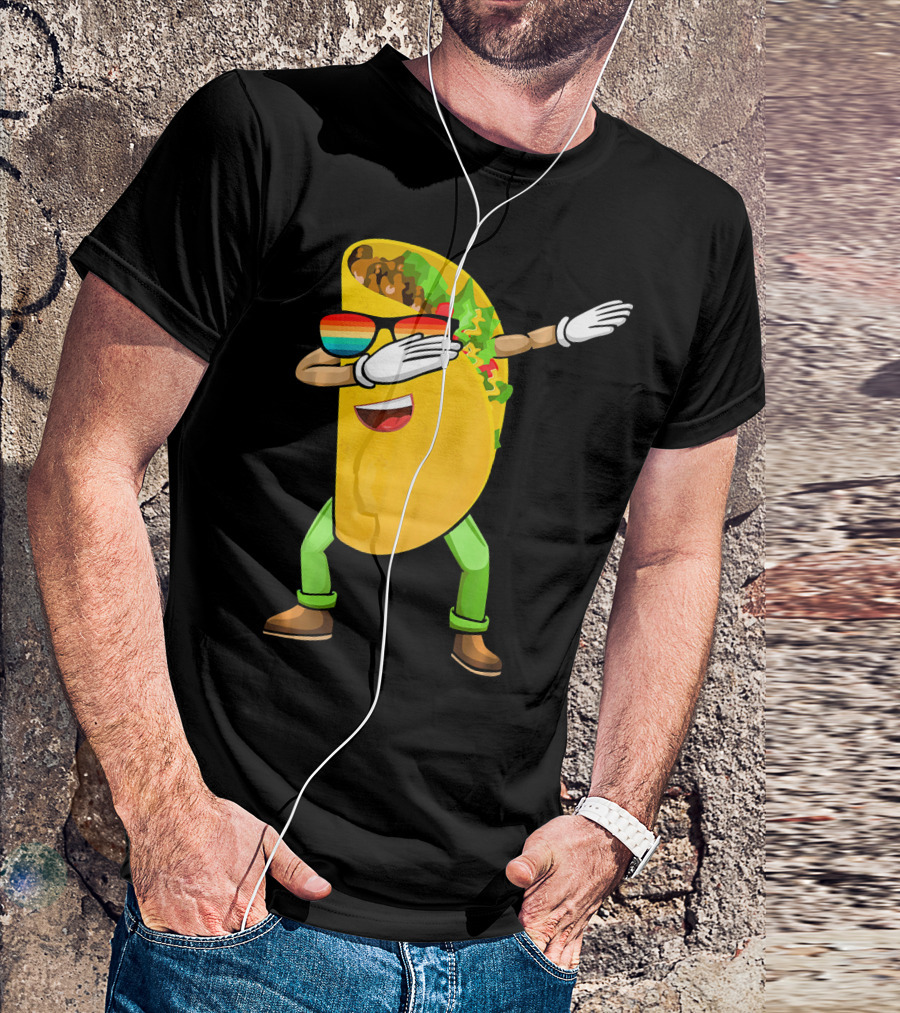 Dabbing Taco With Sunglasses Cinco De Mayo Fiesta Fun T-Shirt