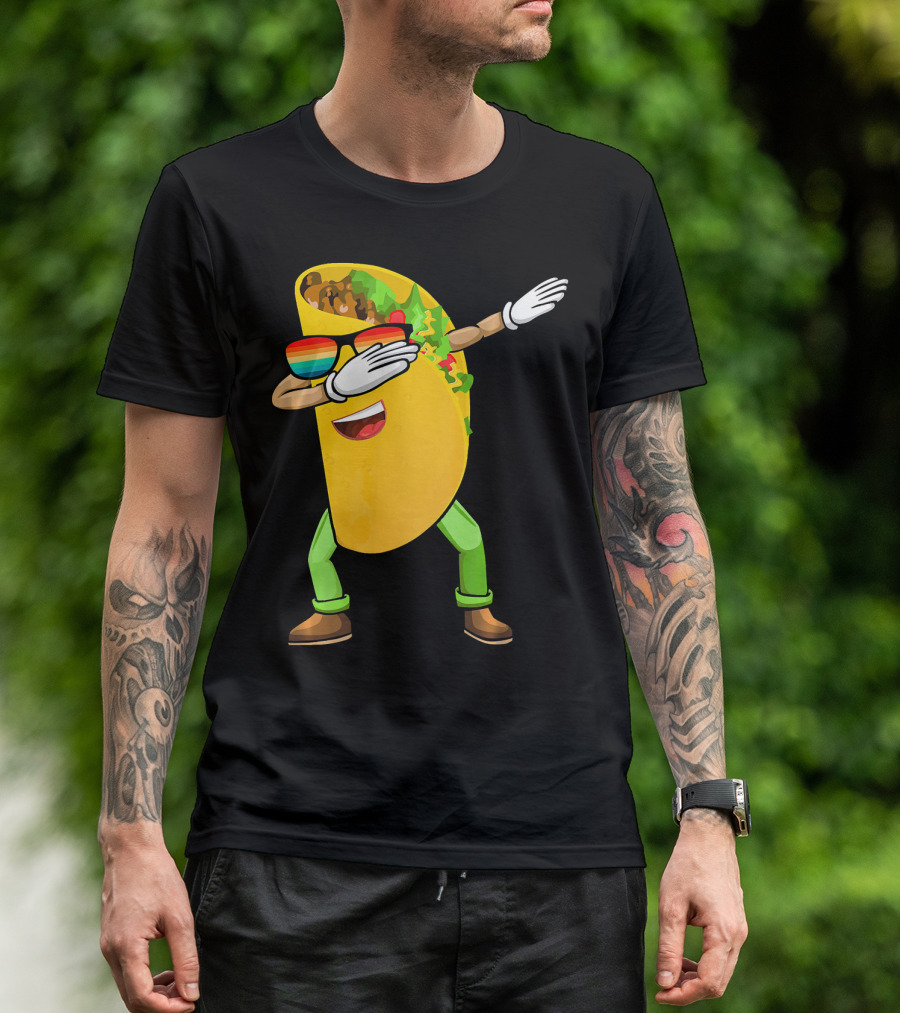 Dabbing Taco With Sunglasses Cinco De Mayo Fiesta Fun T-Shirt