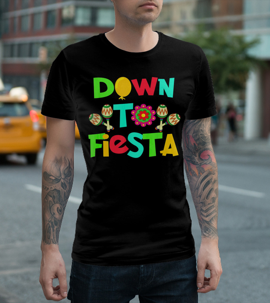 Down To Fiesta Cinco De Mayo Colorful Maracas Balloon Flower T-Shirt