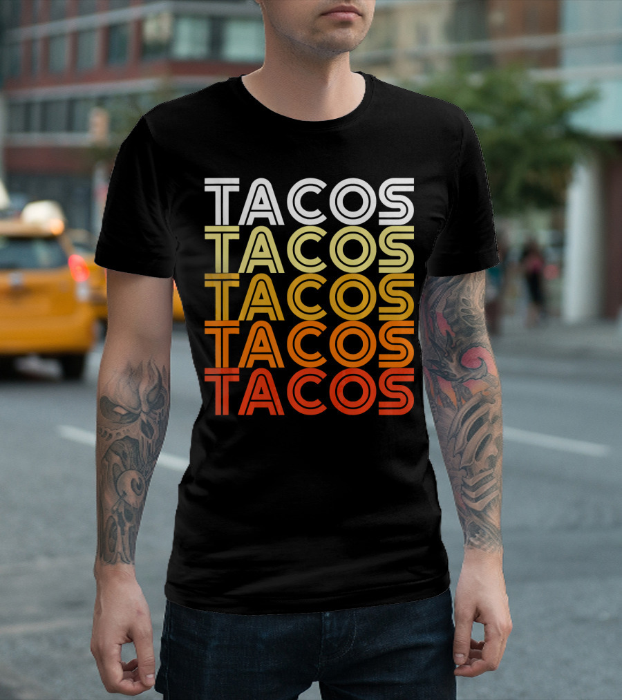 Cool Retro Vintage Tacos Gradient T-Shirt
