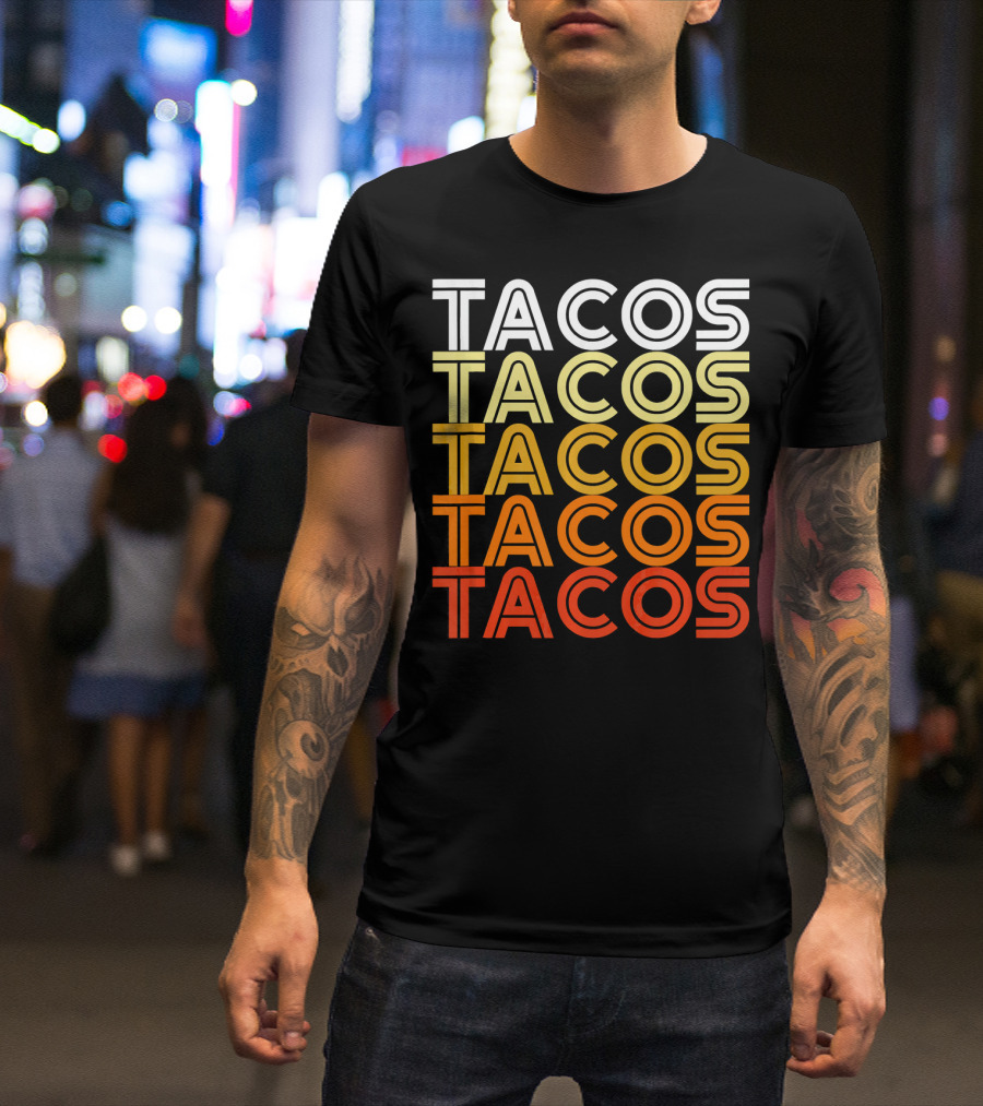 Cool Retro Vintage Tacos Gradient T-Shirt