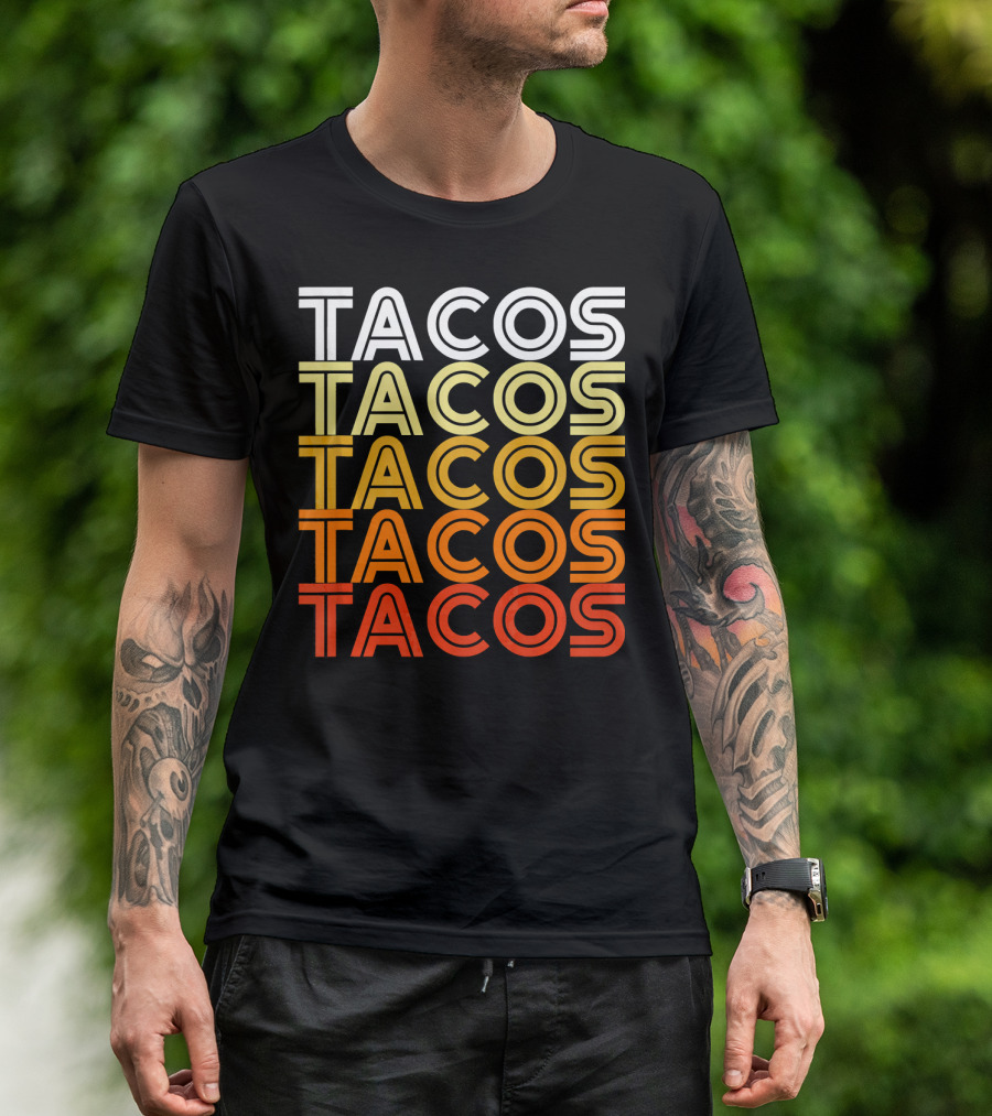 Cool Retro Vintage Tacos Gradient T-Shirt