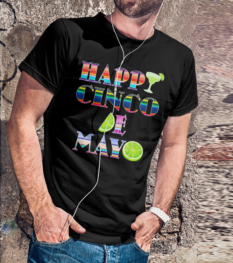 HAPPY CINCO DE MAYO Serape Stripes Margarita Lime T-Shirt
