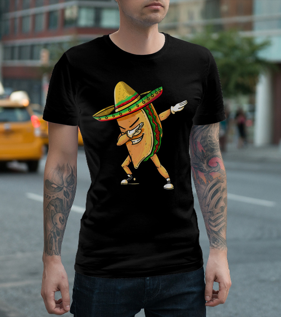 Funny Dabbing Taco Mexican Cinco De Mayo Sombrero Dance T-Shirt