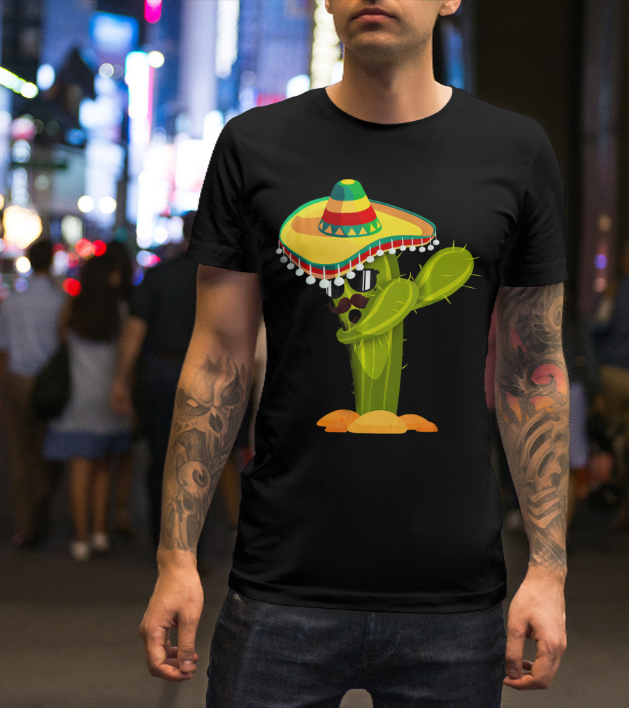 Cinco De Mayo Dabbing Cactus Sombrero Boy T-Shirt