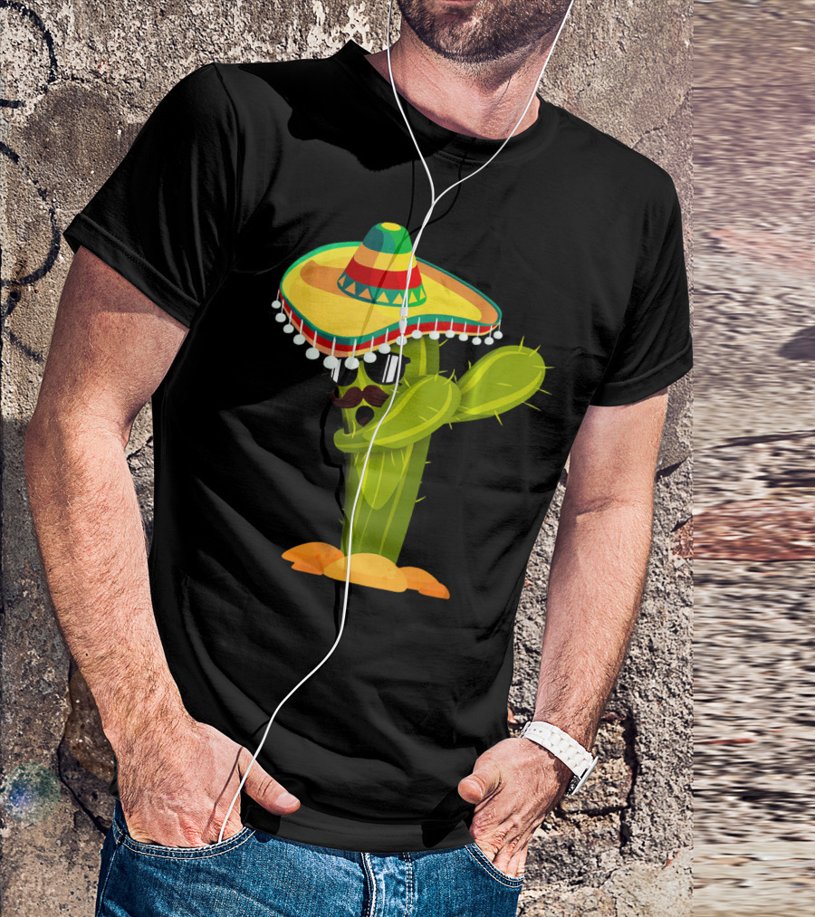 Cinco De Mayo Dabbing Cactus Sombrero Boy T-Shirt