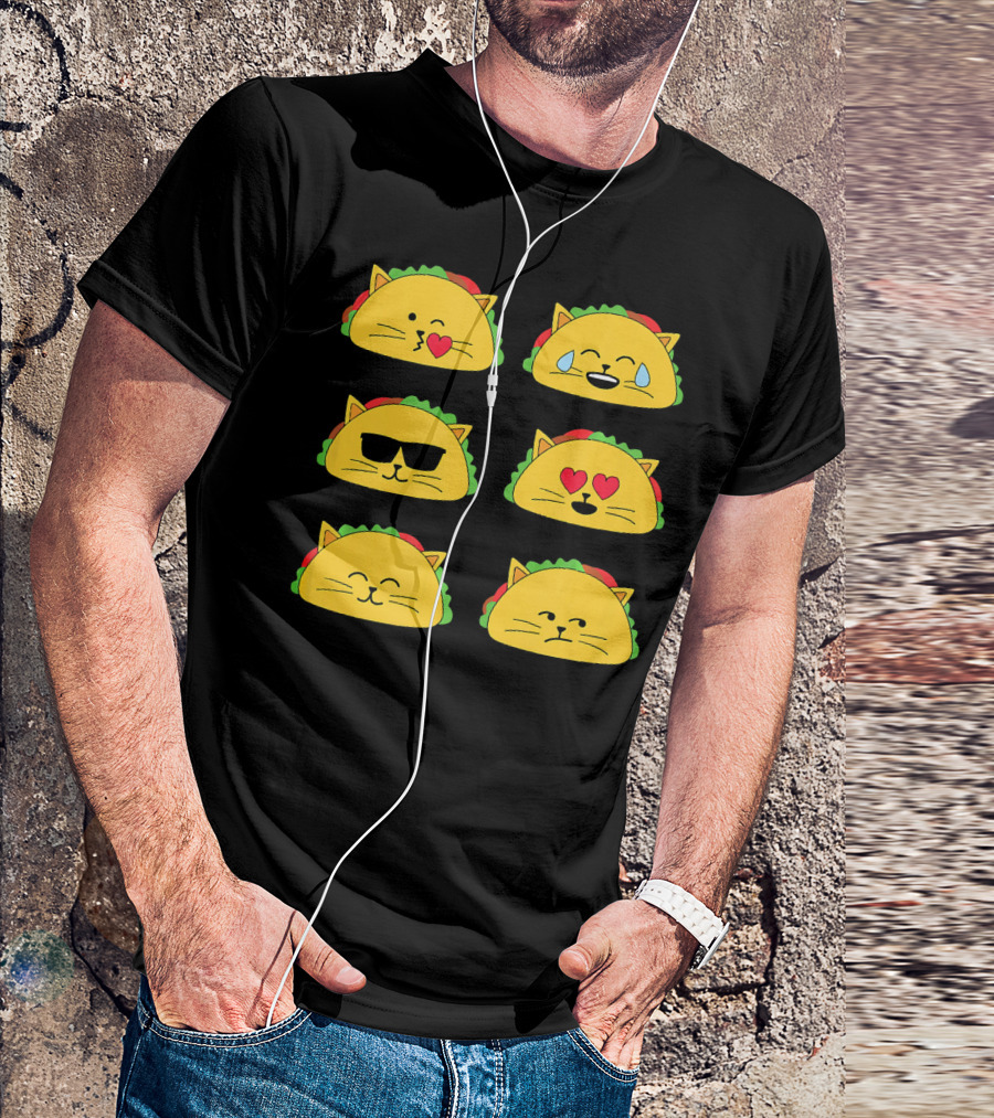 Taco Cat Emoji Faces Tacocat Lover T-Shirt