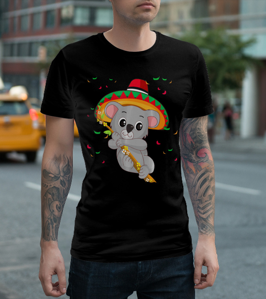 Cute Koala Bear with Sombrero Celebrating Cinco de Mayo 5th of May T-Shirt