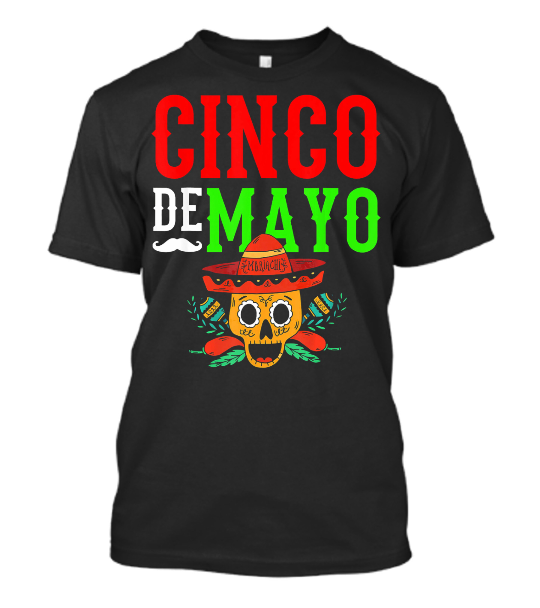 Cinco De Mayo Mariachi Skull Funny Mexic T-Shirt