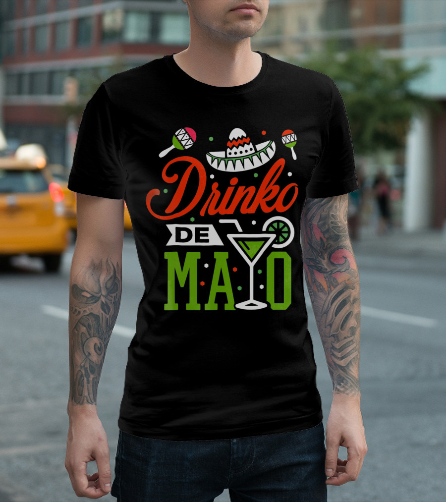 Drinko De Mayo Sombrero Maracas Margarita Icons T-Shirt