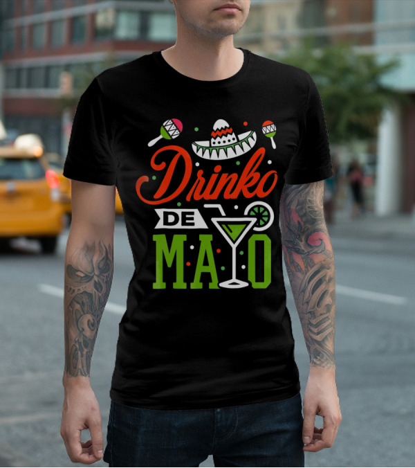 Drinko De Mayo Sombrero Maracas Margarita Icons T-Shirt