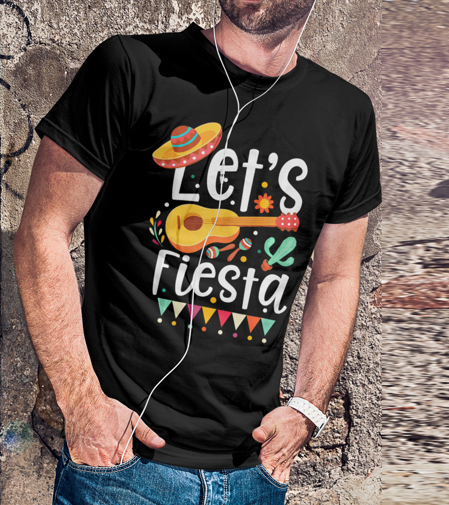 Let's Fiesta Cinco De Mayo Mexican Guitar T-Shirt