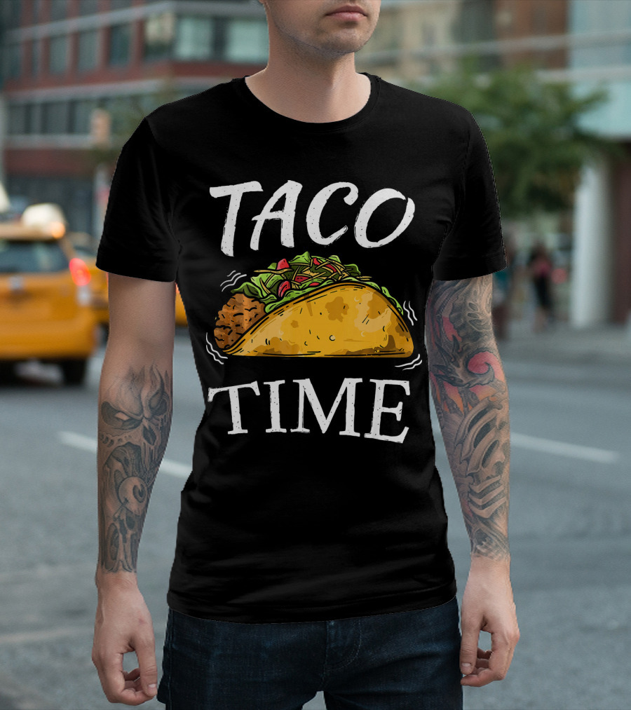 Taco Time Funny Cinco De Mayo Celebration with Taco Drawing T-Shirt