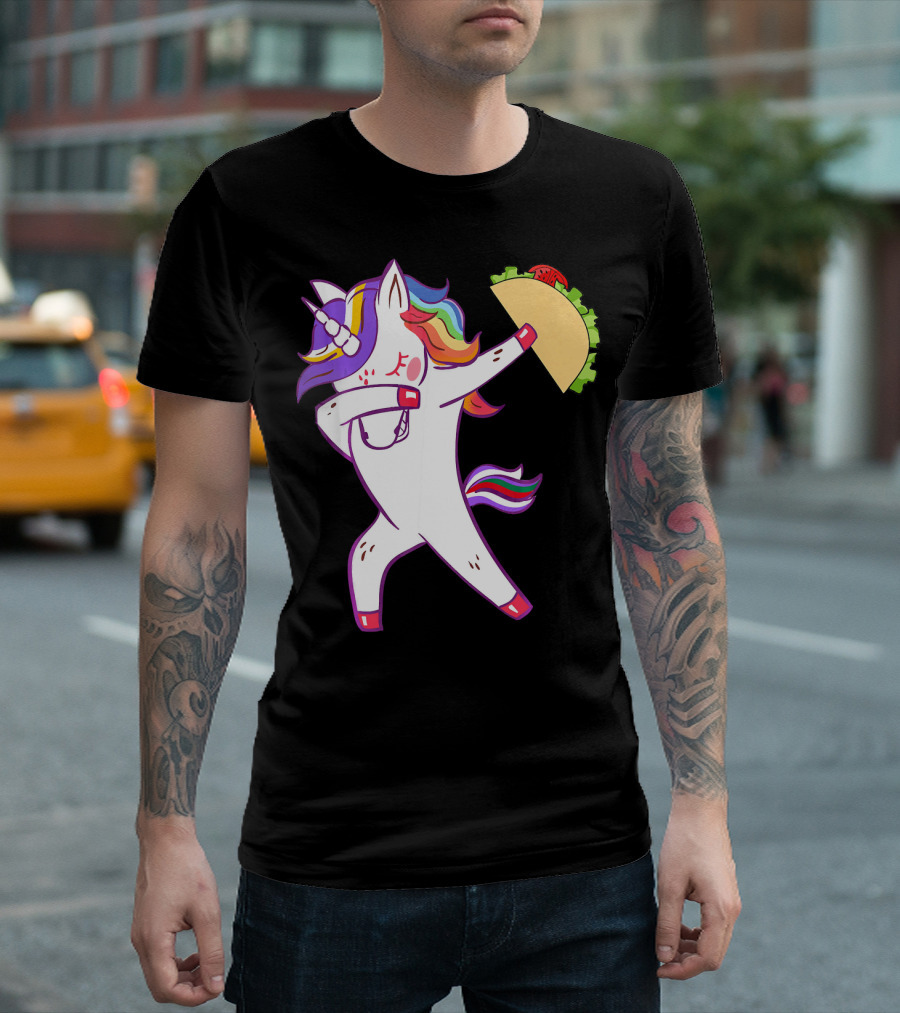 Unicorn Dabbing With Taco Cinco De Mayo T-Shirt