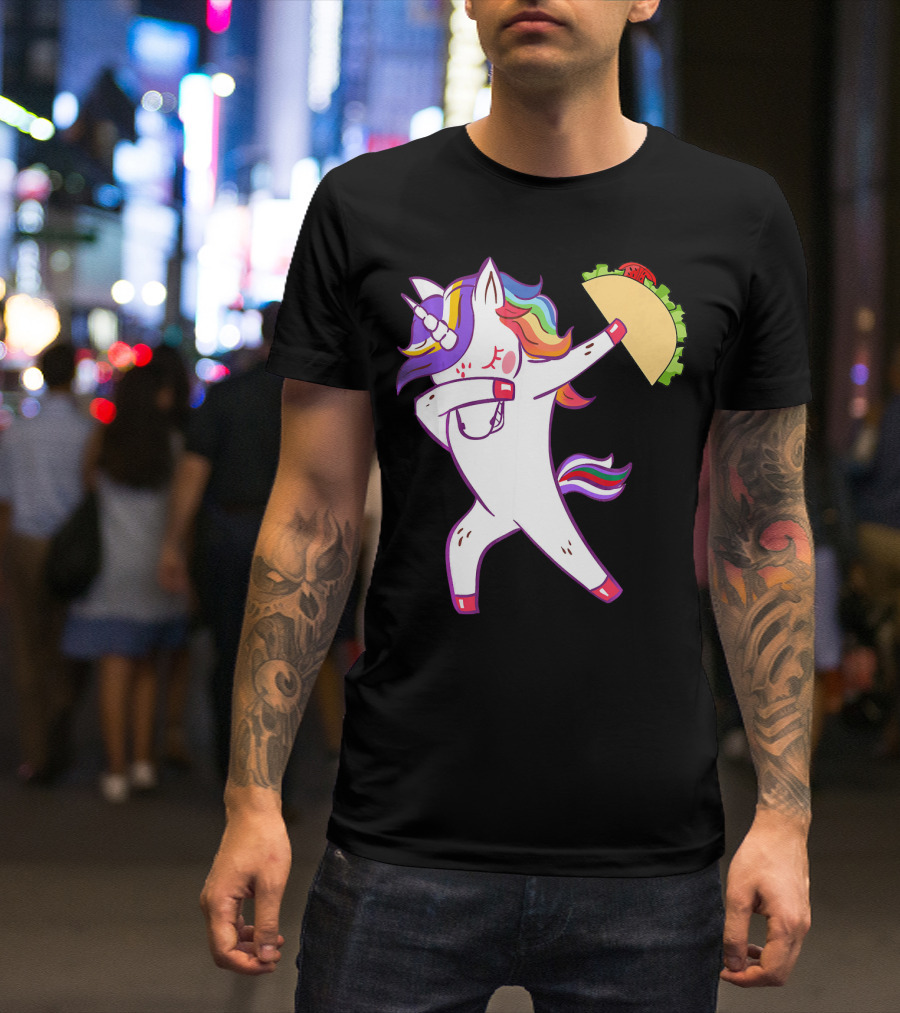 Unicorn Dabbing With Taco Cinco De Mayo T-Shirt