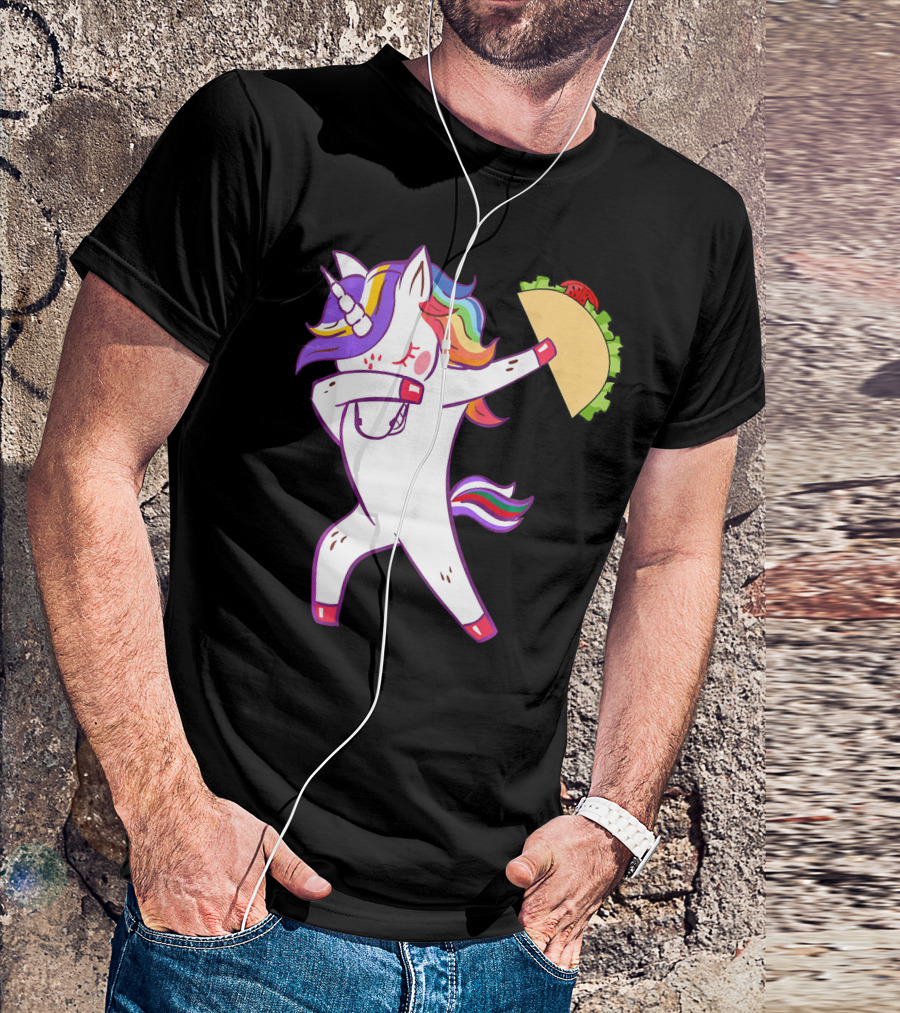 Unicorn Dabbing With Taco Cinco De Mayo T-Shirt