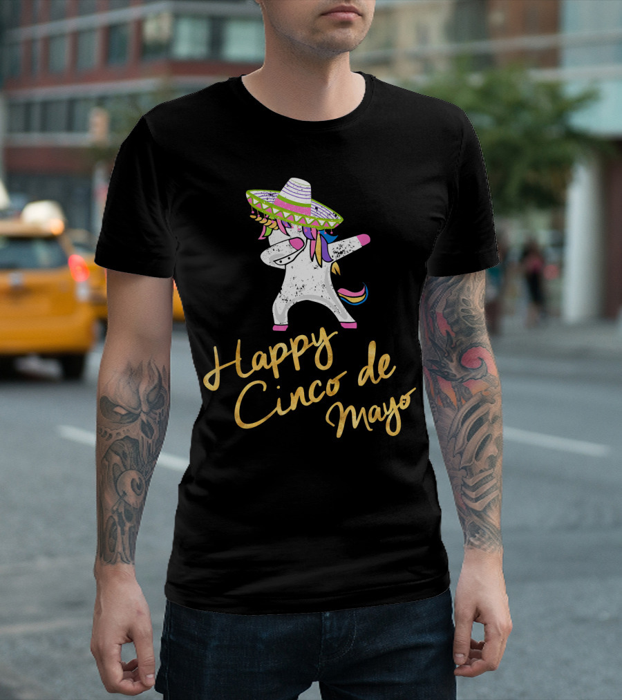 Happy Cinco De Mayo Dabbing Unicorn with Sombrero T-Shirt
