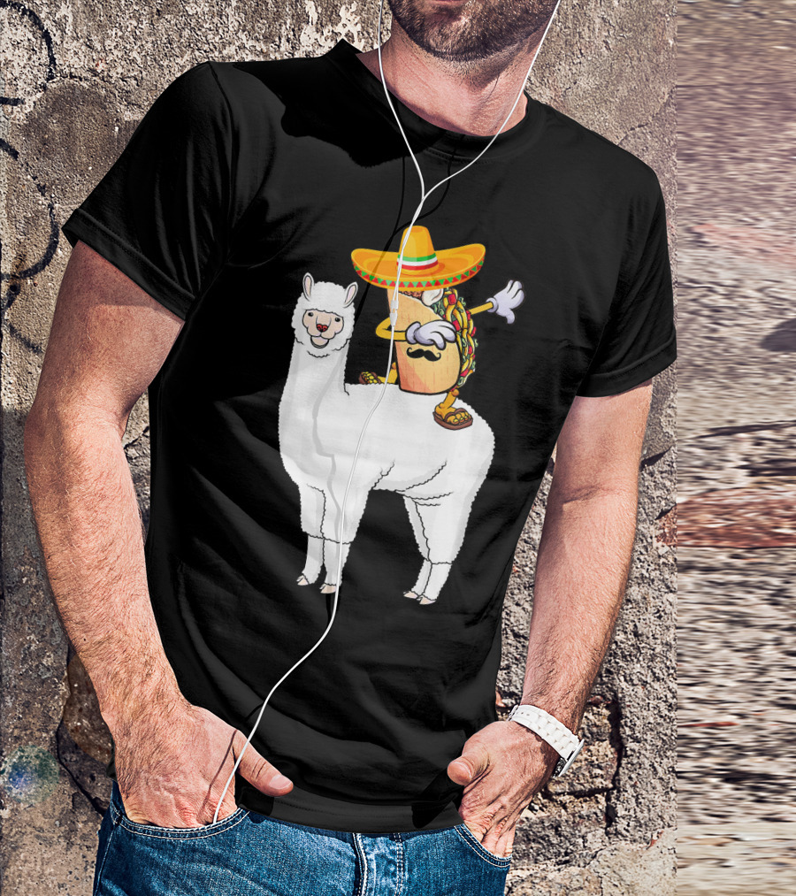Dabbing Taco With Sombrero On Llama T-Shirt