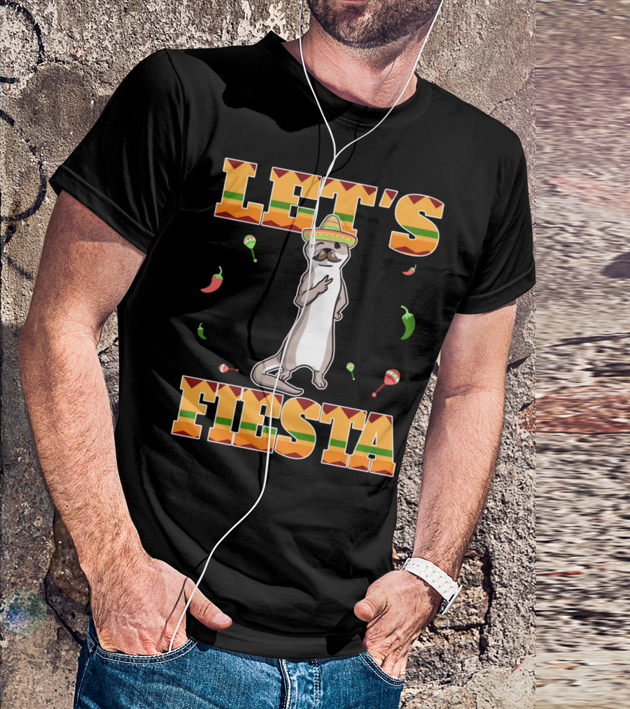 Let's Fiesta Otter Sombrero Maracas Peppers Cinco De Mayo Mexican T-Shirt