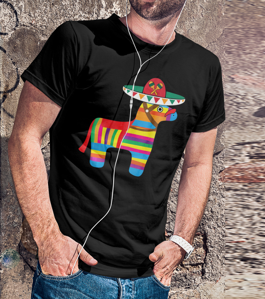 Pinata With Sombrero Mustache Cinco De Mayo Fiesta T-Shirt