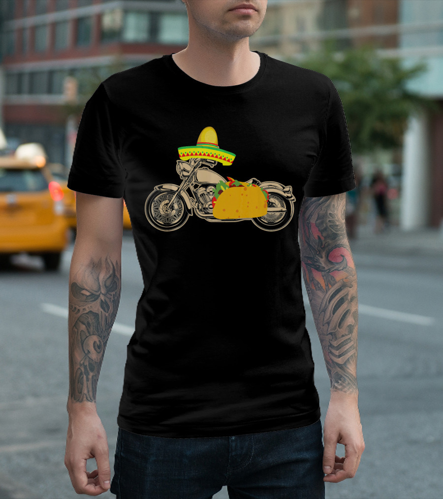 Cinco De Mayo Motorcycle Taco Sombrero Rider T-Shirt