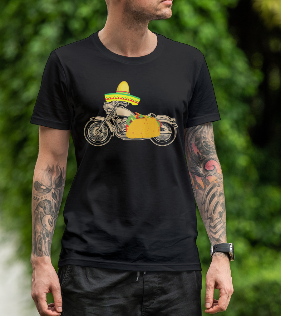 Cinco De Mayo Motorcycle Taco Sombrero Rider T-Shirt