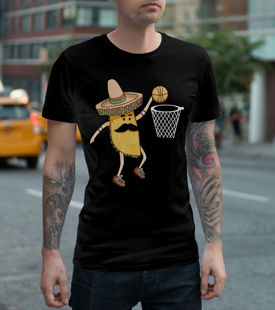 Sombrero Taco Slam Dunk Basketball Sports Fun T-Shirt