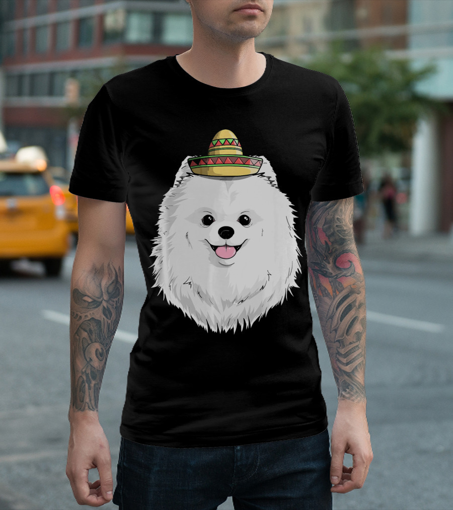 Fiesta Pomeranian Dog Sombrero Cinco De Mayo T-Shirt