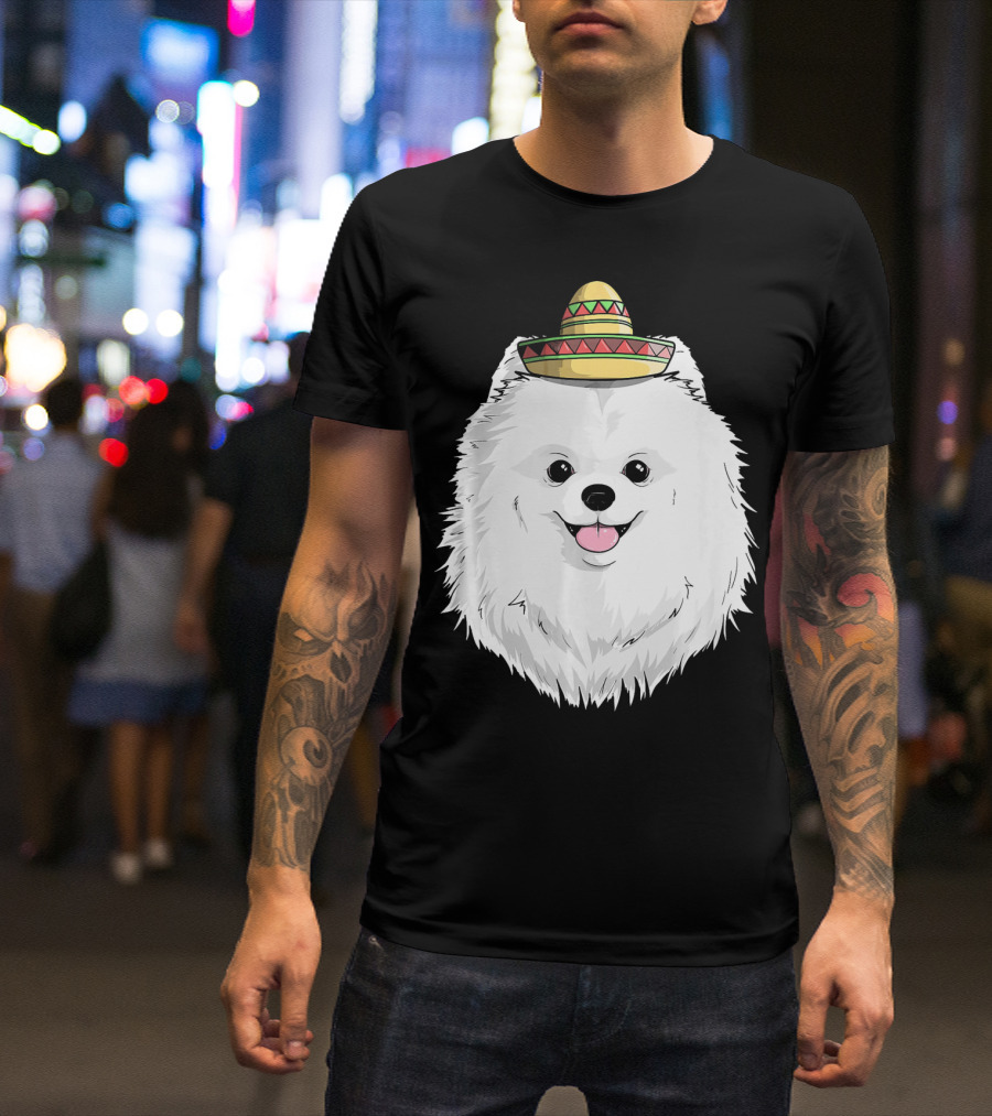Fiesta Pomeranian Dog Sombrero Cinco De Mayo T-Shirt