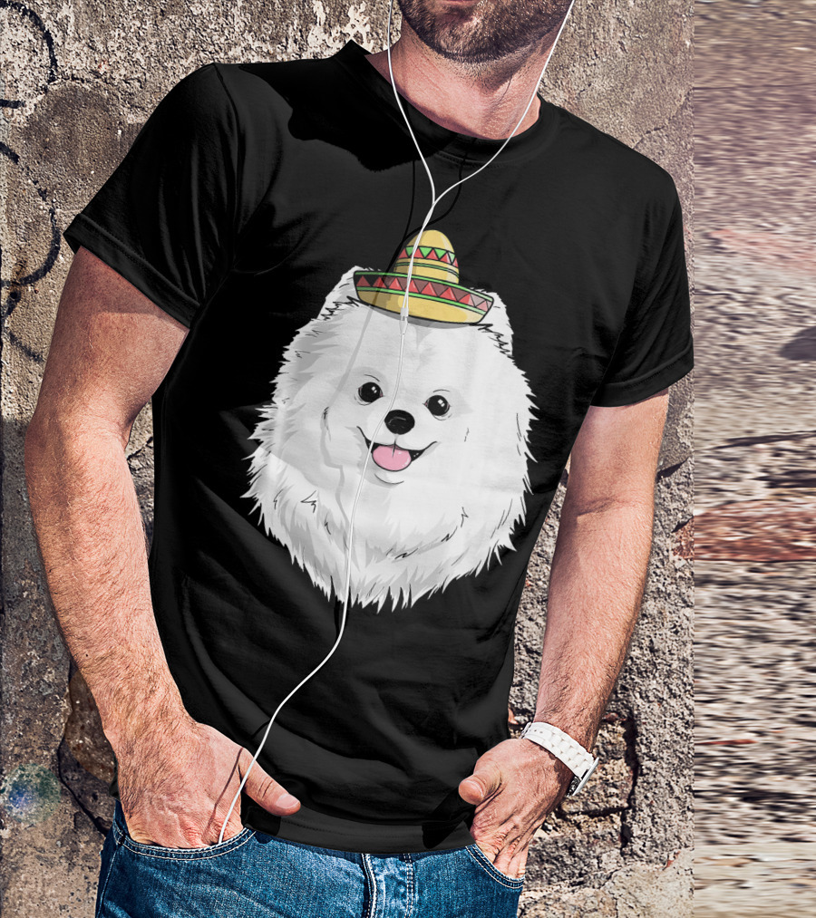 Fiesta Pomeranian Dog Sombrero Cinco De Mayo T-Shirt