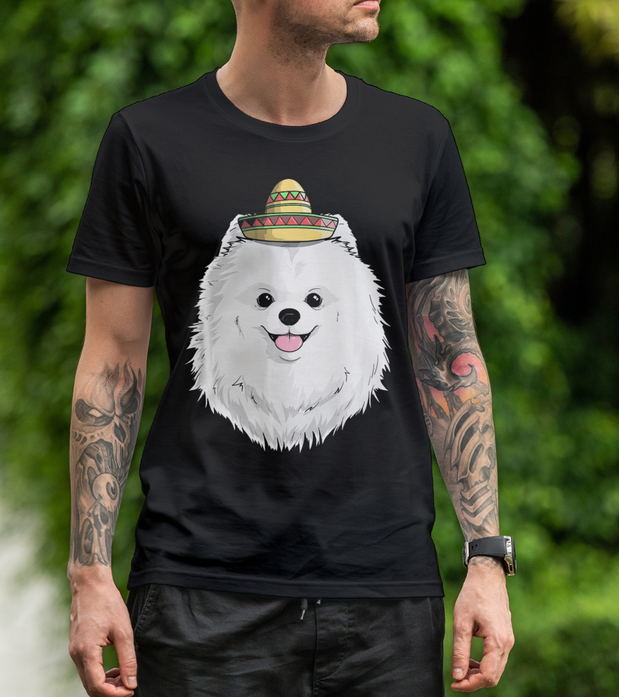 Fiesta Pomeranian Dog Sombrero Cinco De Mayo T-Shirt