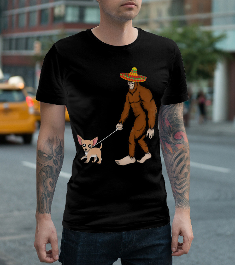Bigfoot Sombrero and Chihuahua T-Shirt