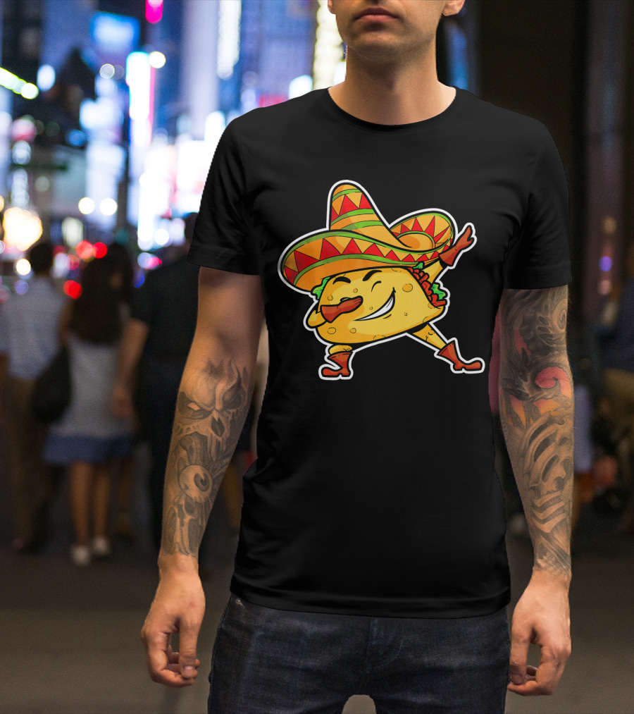 Dabbing Taco With Sombrero Cinco De Mayo T-Shirt