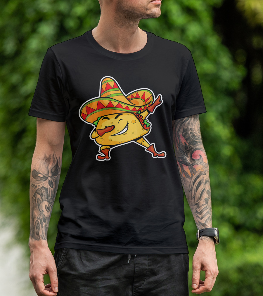 Dabbing Taco With Sombrero Cinco De Mayo T-Shirt