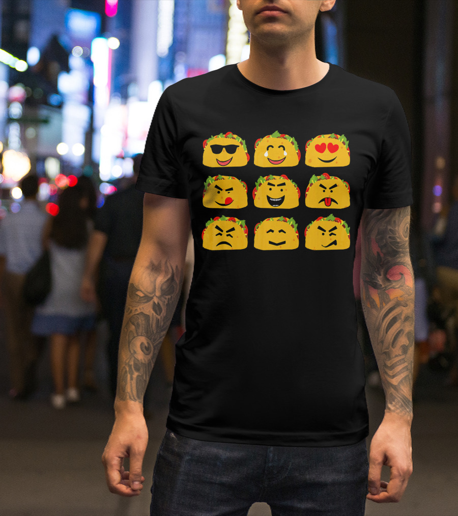 Taco Faces Emoji Cinco De Mayo Mexican T-Shirt