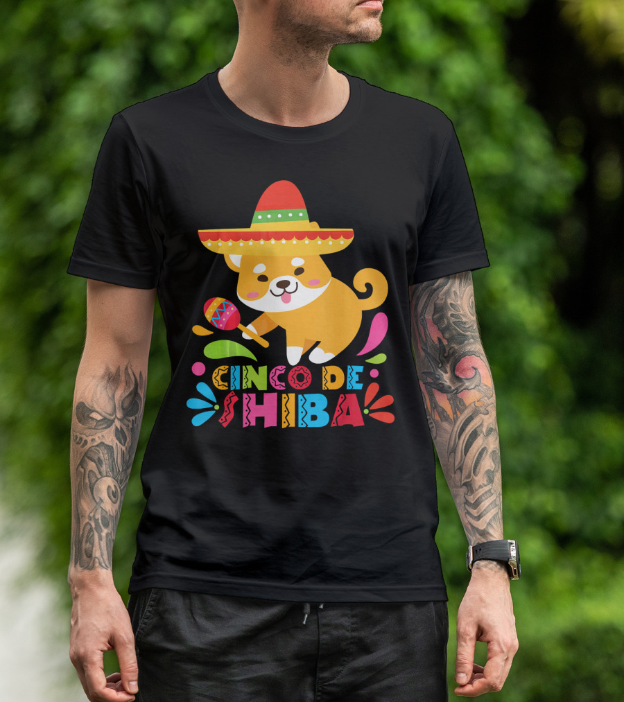 Cinco De Shiba Dog Mexican Fiesta T-Shirt