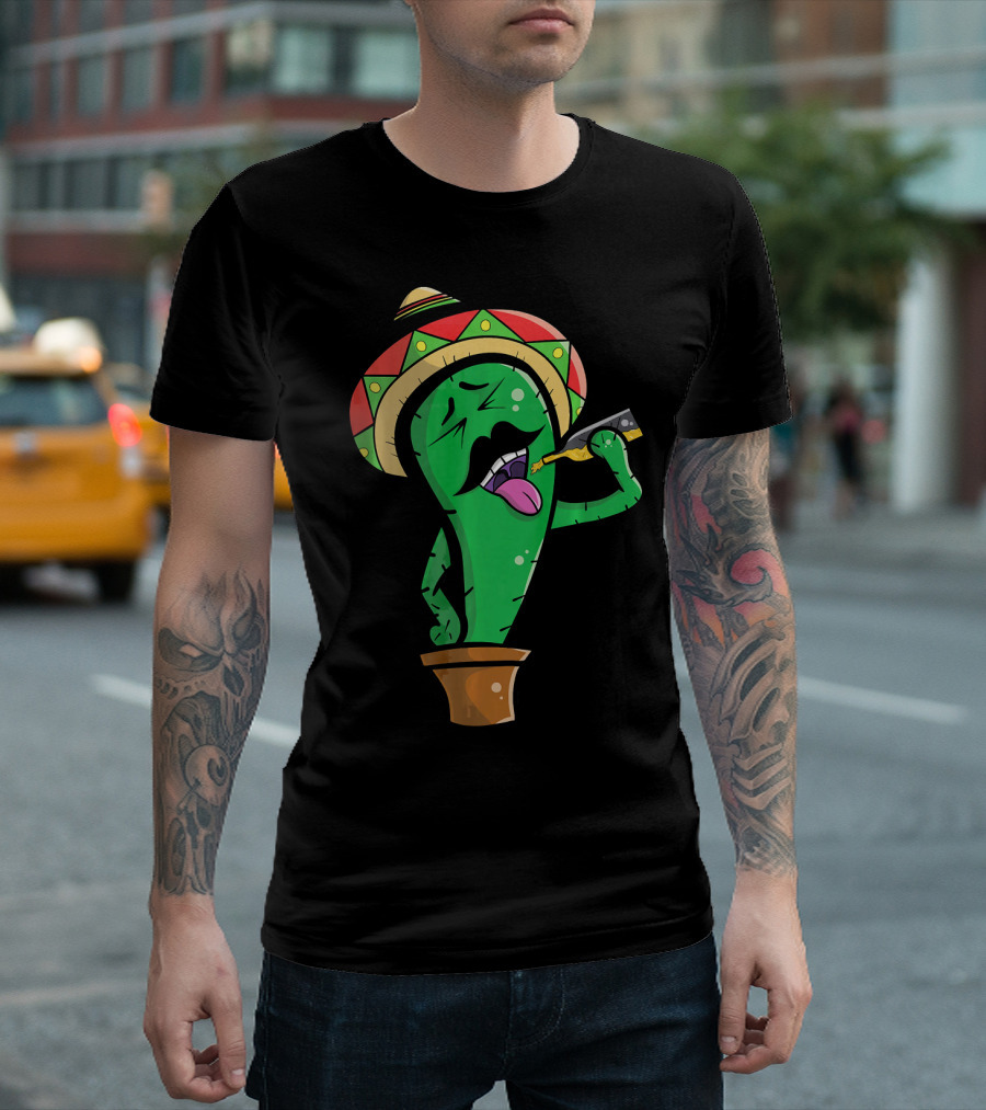 Funny Drinking Mexican Cactus Cinco De Mayo Sombrero Party T-Shirt
