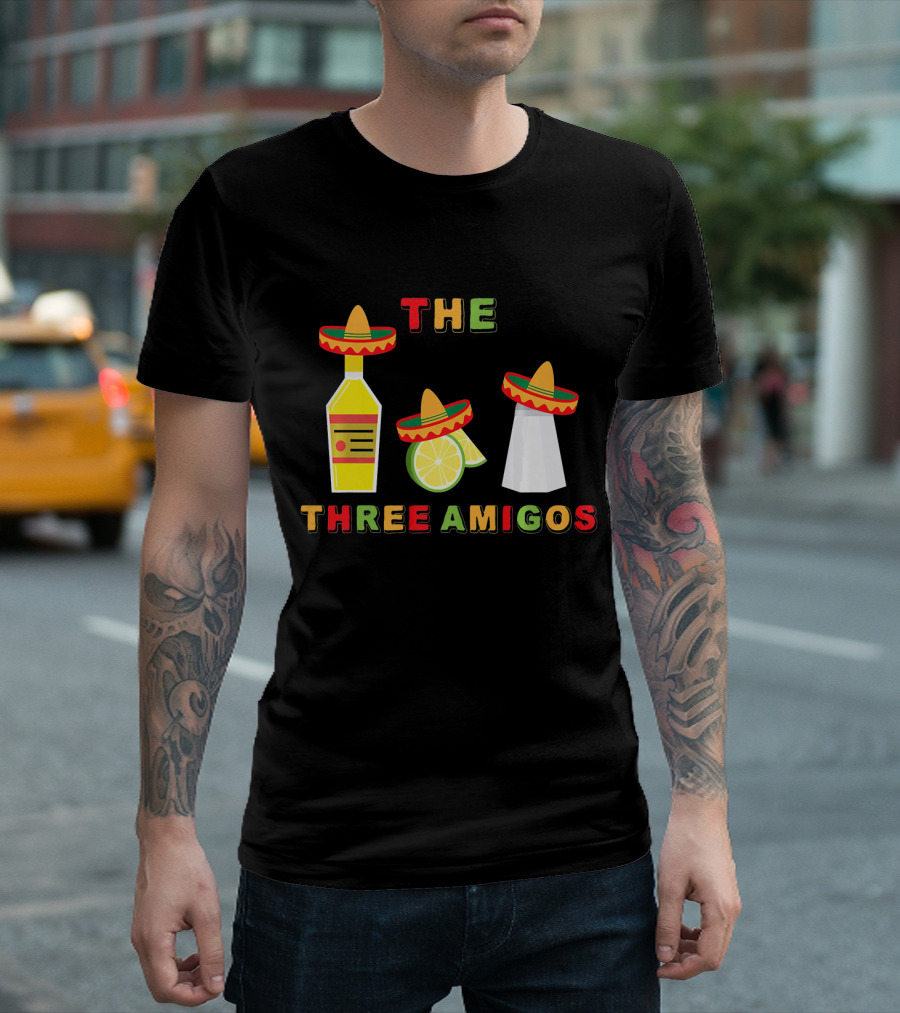 Cinco De Mayo Three Amigos Tequila Lime Sombreros T-Shirt