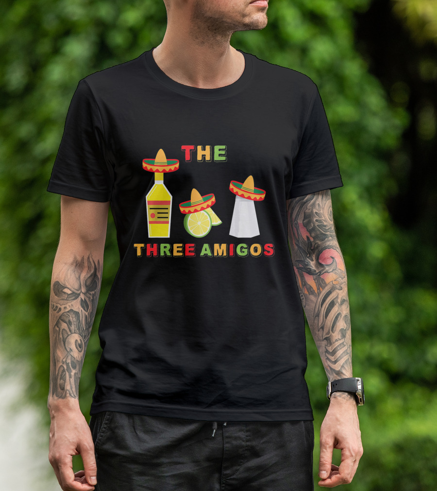 Cinco De Mayo Three Amigos Tequila Lime Sombreros T-Shirt